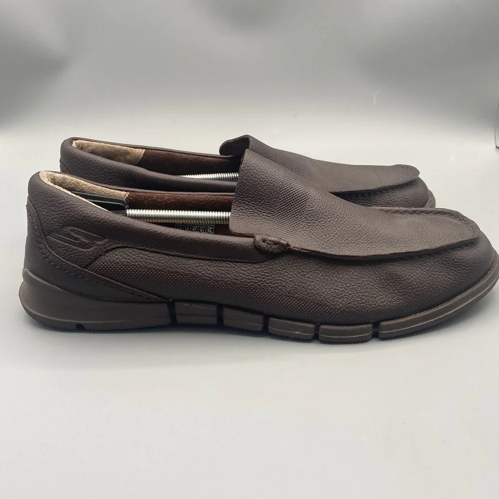 Skechers Mens Size‎ 13 On The Go BIONIC MOC Brown Leather Shoes Goga Mat